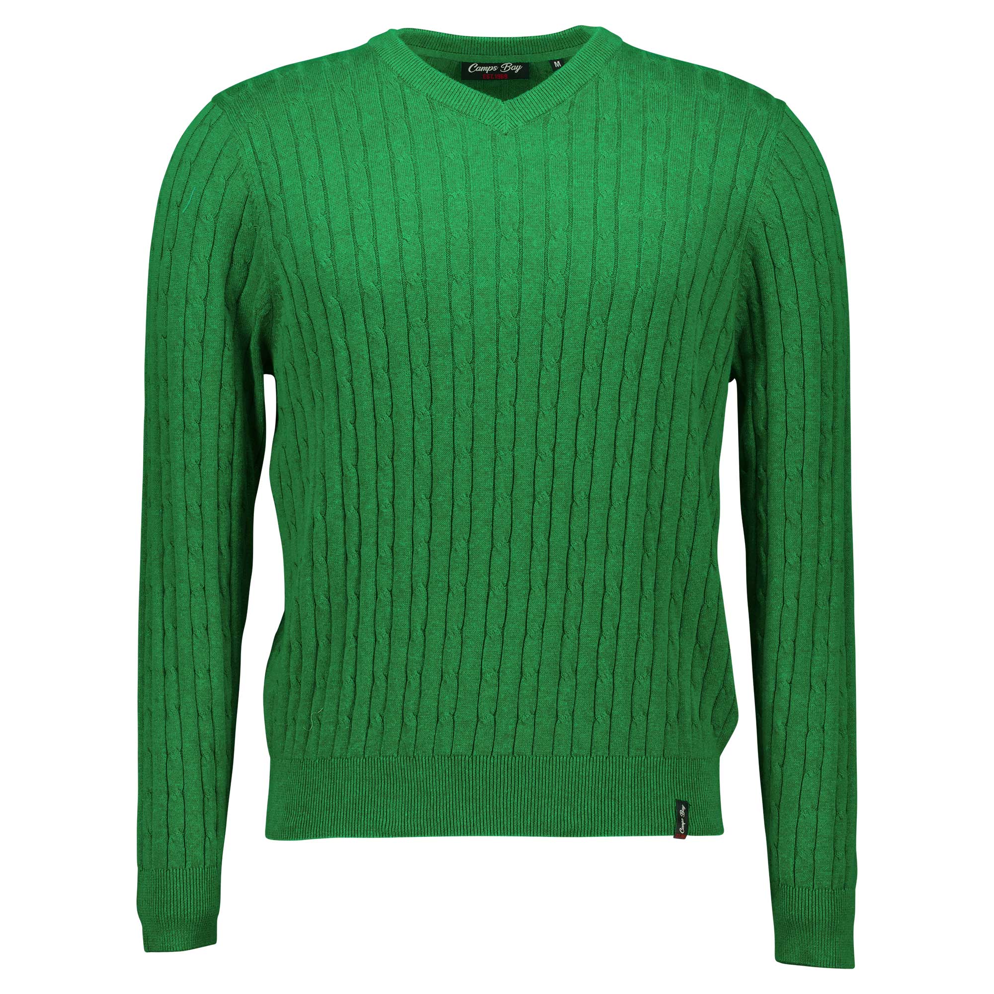 Männliches Model mit CAMPS BAY Strickpullover in Emerald