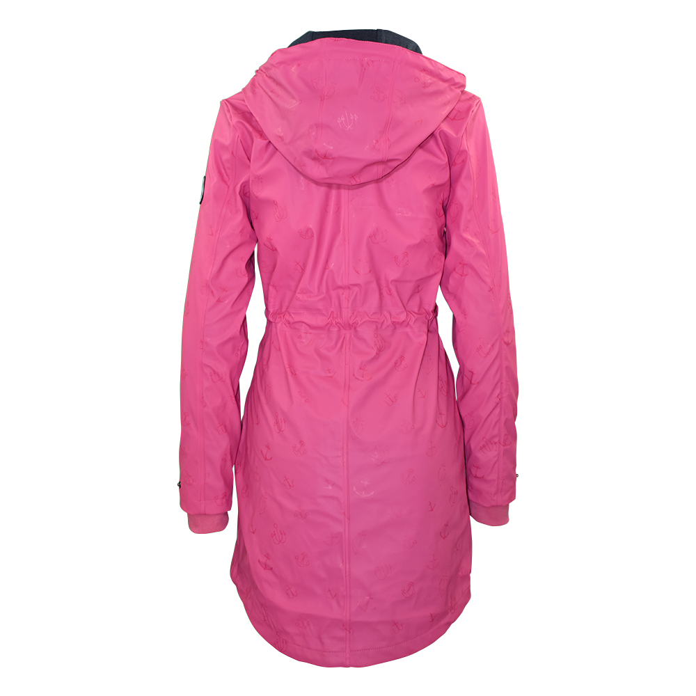 Weibliches Model mit CAMPS BAY Regenjacke in Pink Flambée