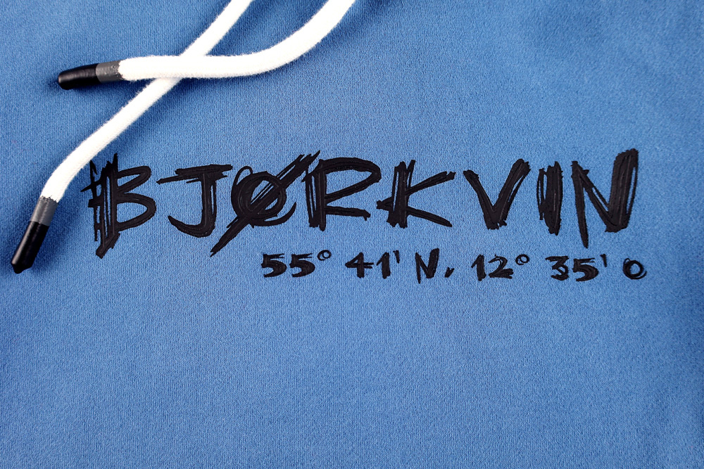 Männliches Model mit Björkvin Hoodie in Dutch Blue