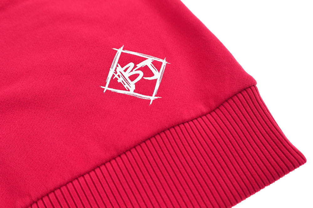 Männliches Model mit Björkvin Hoodie in Rot