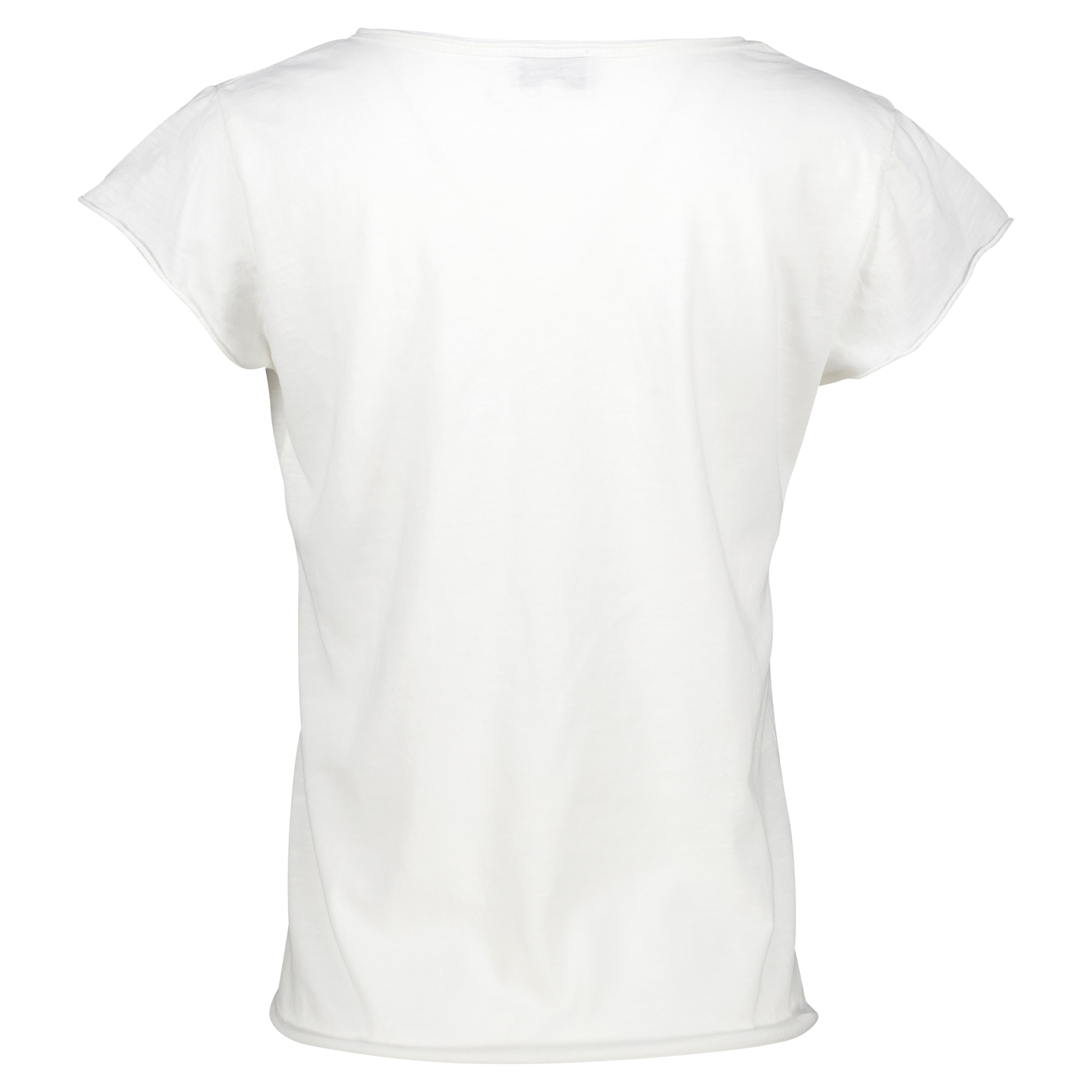 Weibliches Model mit Küstenzauber T-Shirt in Pearl Blue Bus