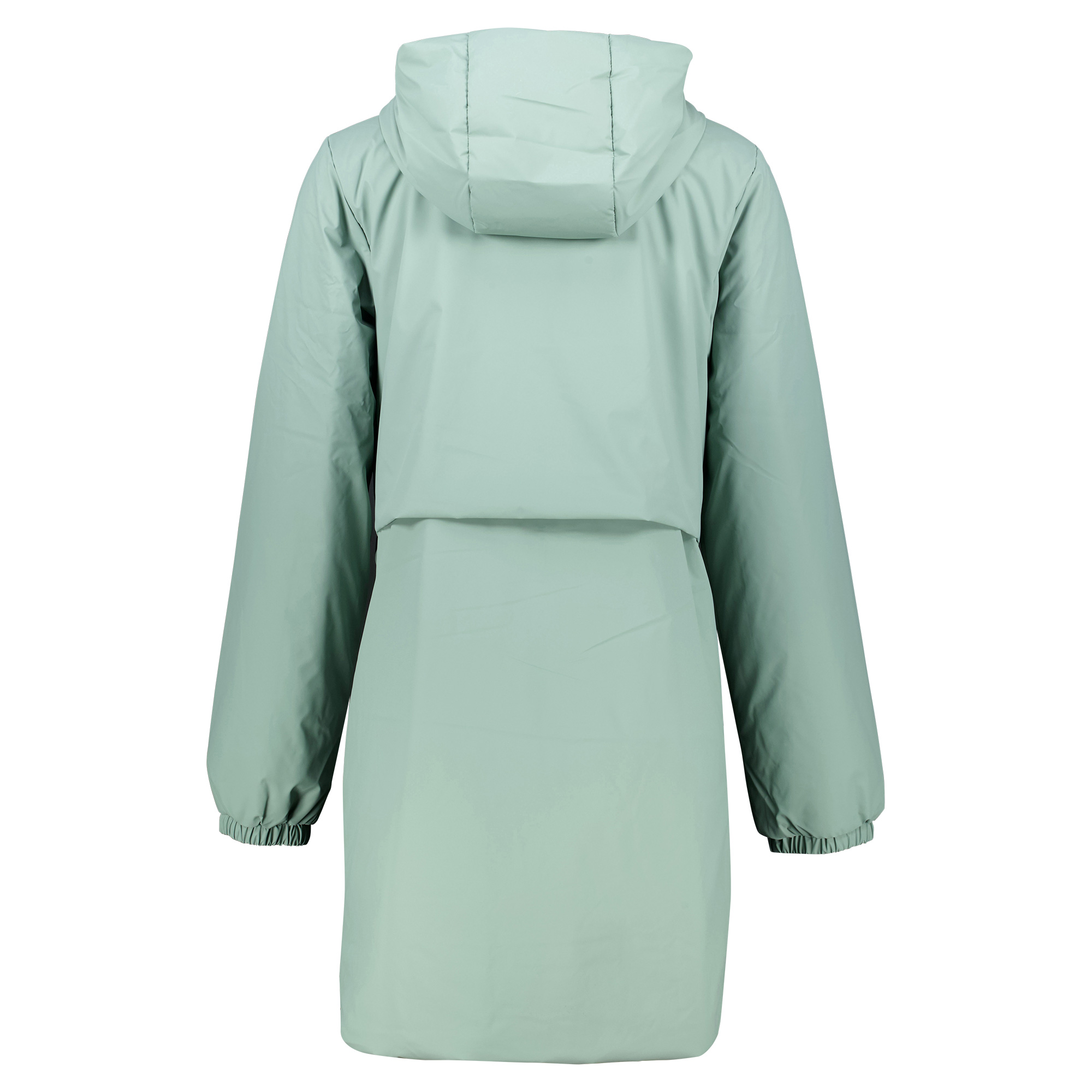 Weibliches Model mit ANKERBRAUT Wetter-Longjacke in Scandi Green