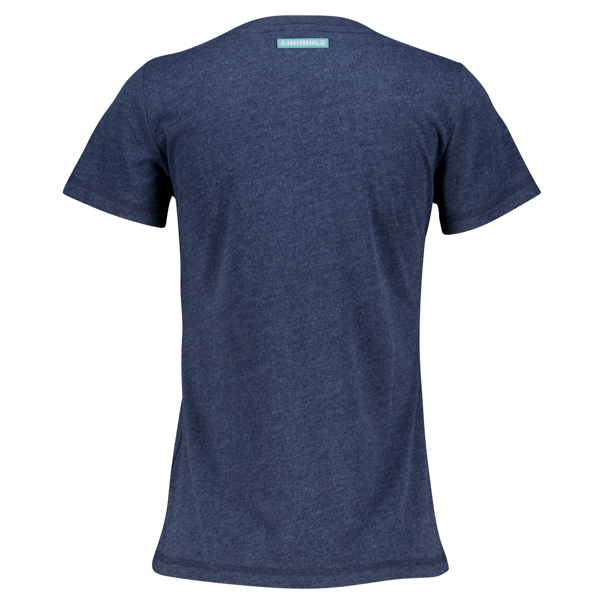 Weibliches Model mit ANKERBRAUT T-Shirt in Dark Sapphire
