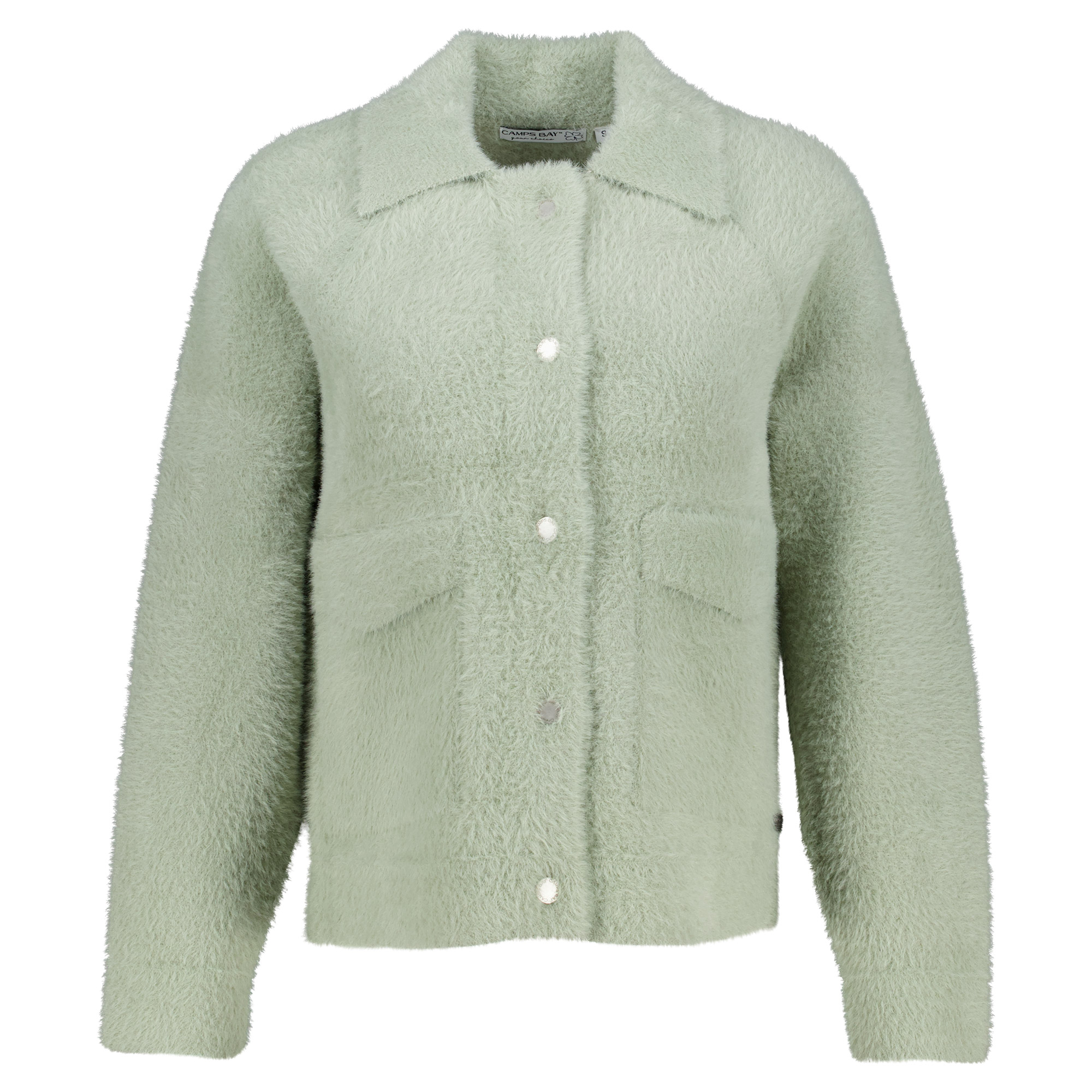 Weibliches Model mit CAMPS BAY Flauschjacke in Abbey Stone