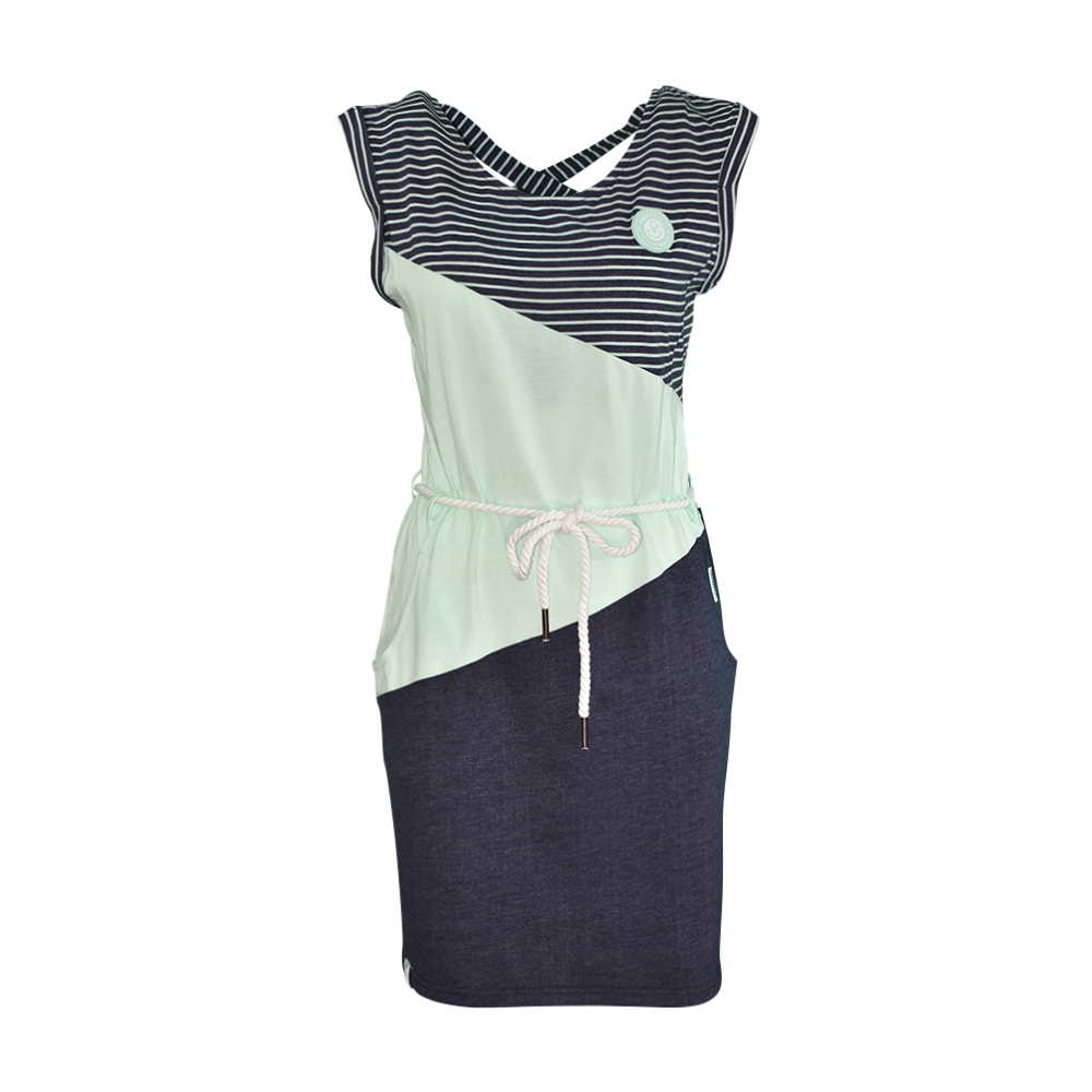Weibliches Model mit ANKERBRAUT Jerseykleid in Honey Dew