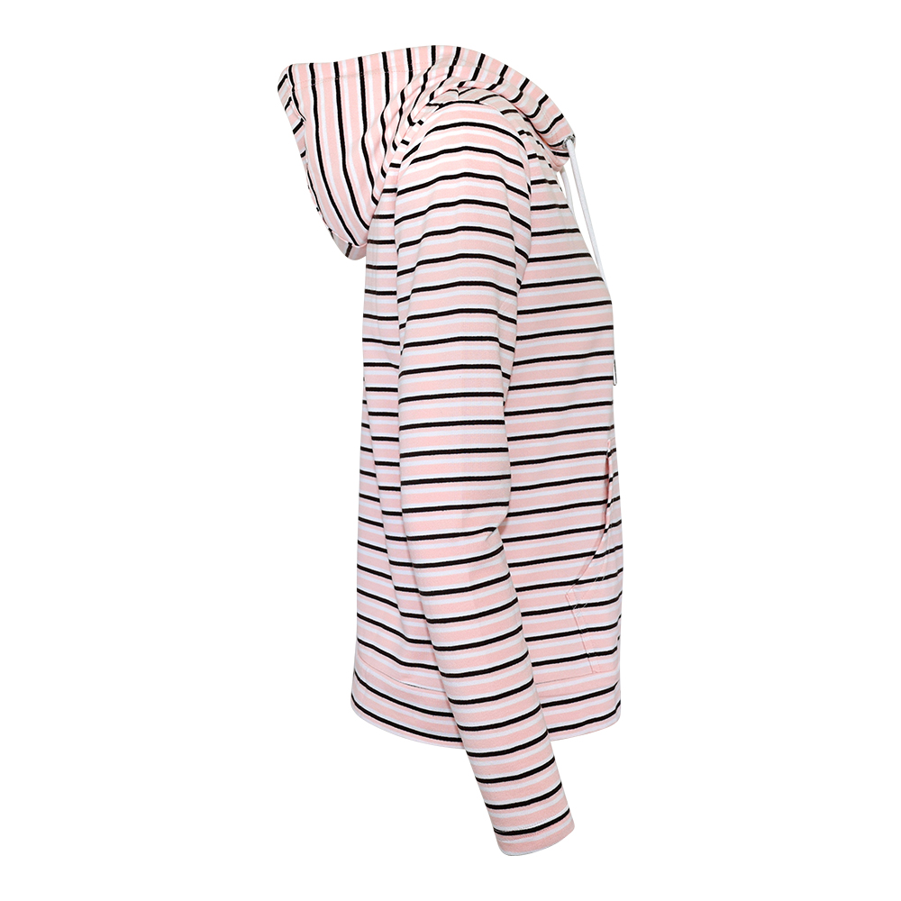 Weibliches Model mit CAMPS BAY Hoodie in Rosa gestreift