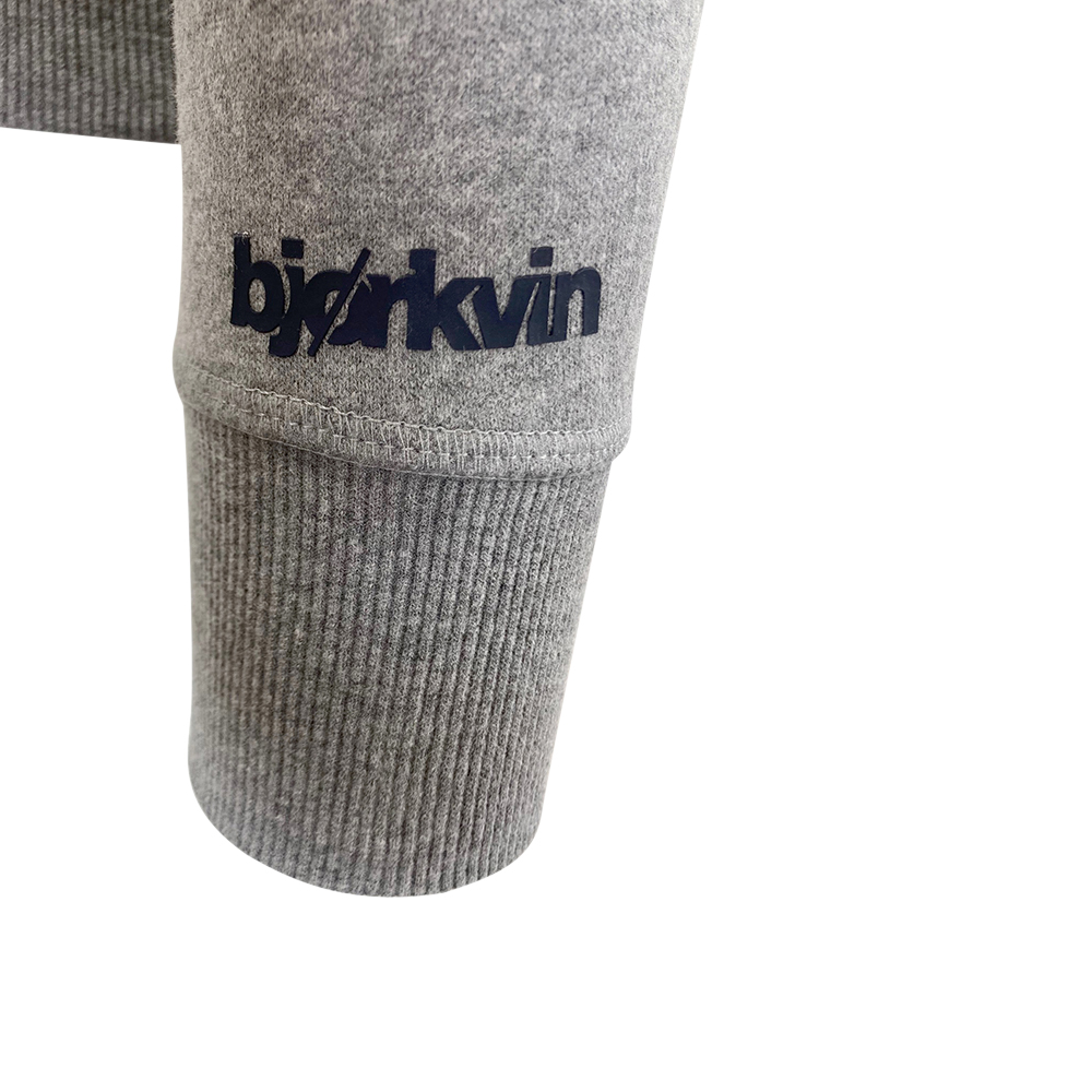 Männliches Model mit Björkvin Hoodie in Silver Melange