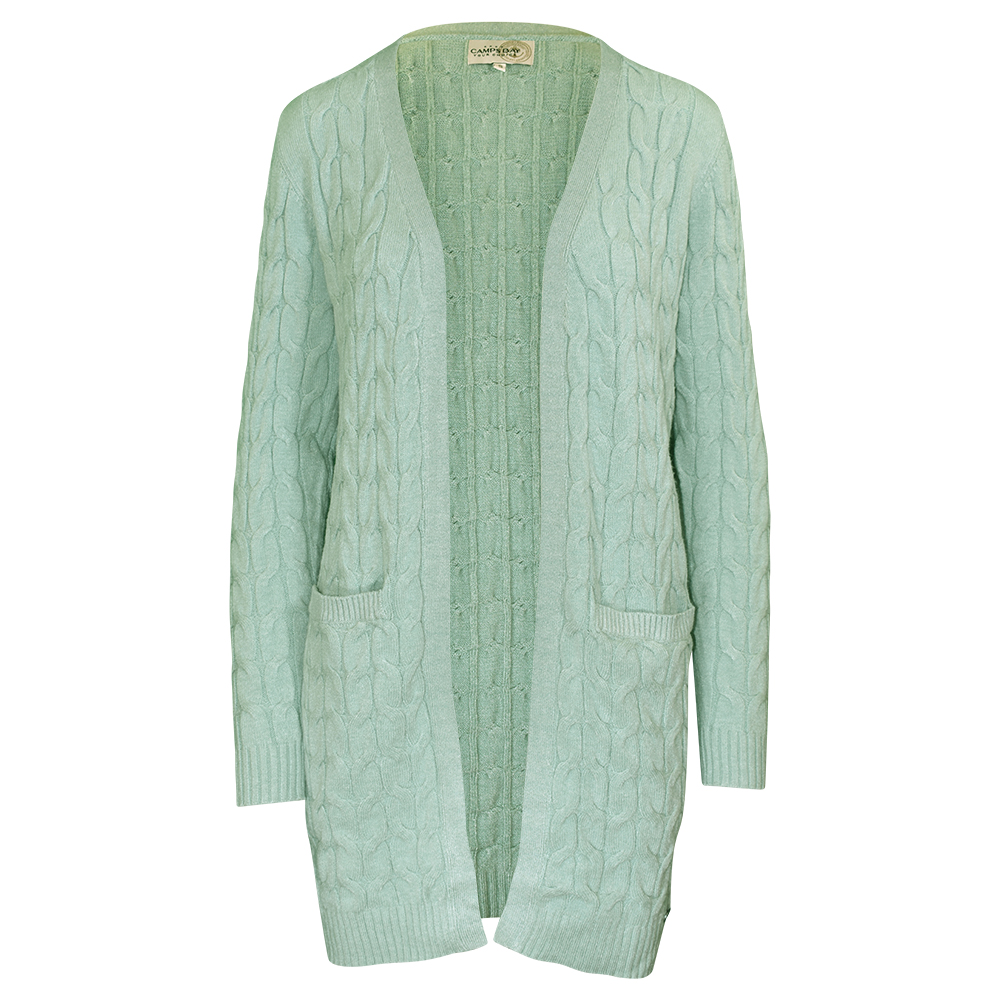 Weibliches Model mit CAMPS BAY Strickjacke in Harbour Grey