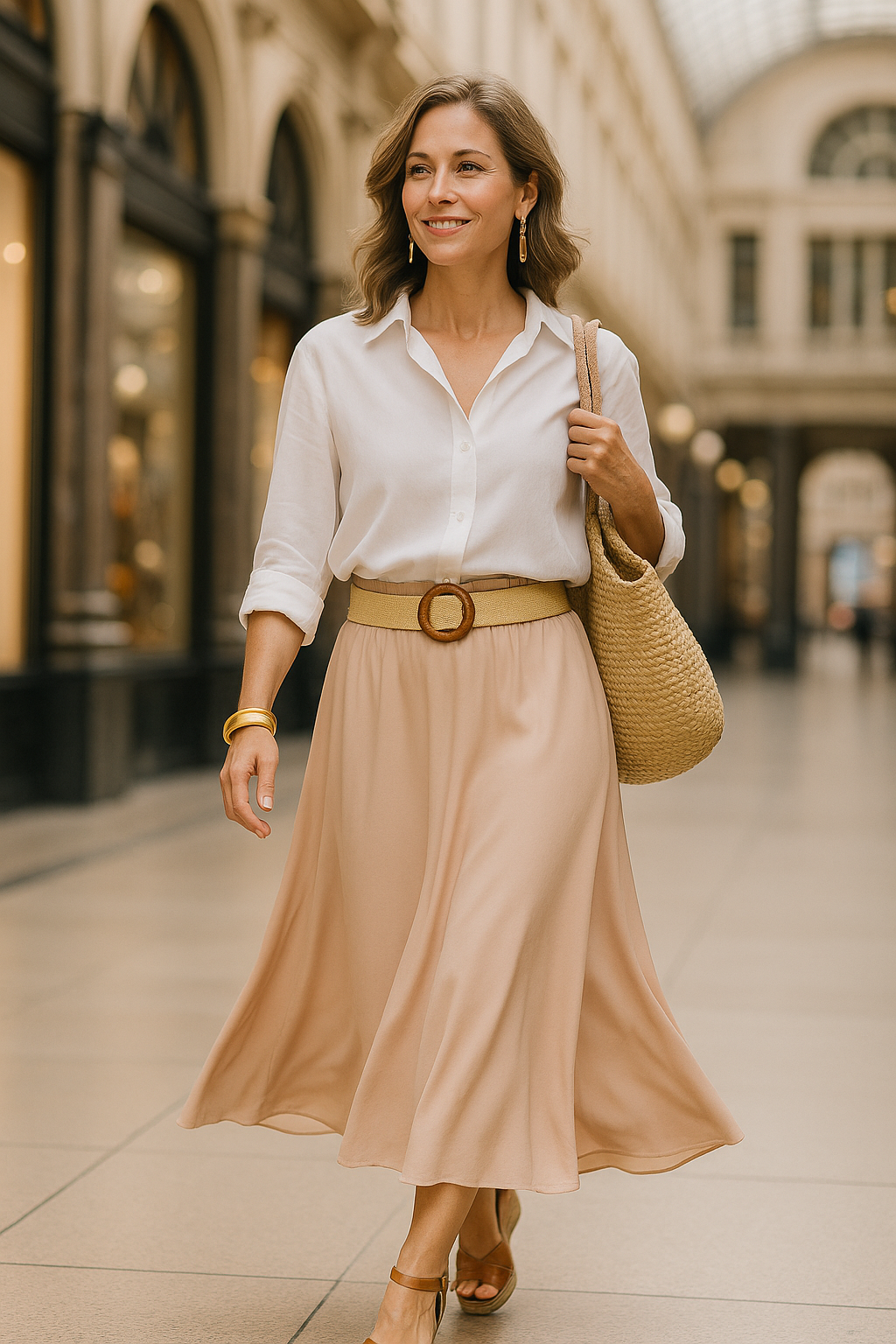 Weibliches Model mit Rock Your Day Rock in Beige