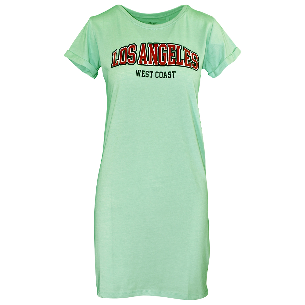 Weibliches Model mit Rock Your Day T-Shirt-Kleid in Harbour Grey