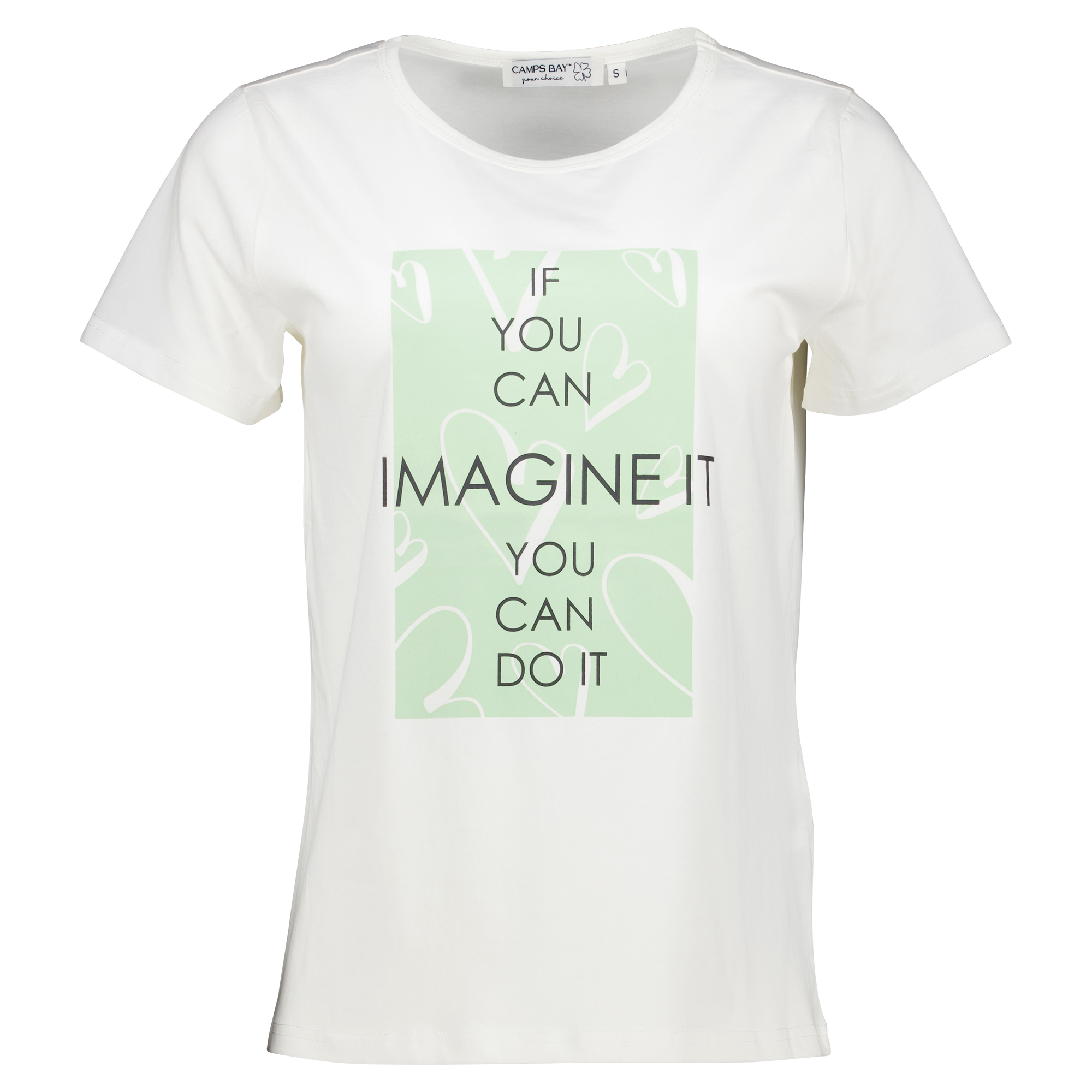 Weibliches Model mit CAMPS BAY T-Shirt in Bok Choy