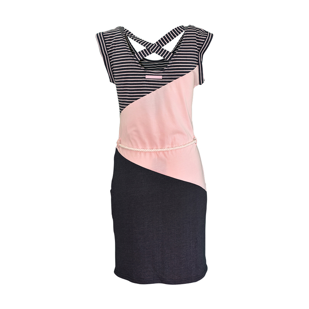 Weibliches Model mit ANKERBRAUT Jerseykleid in Cradle Pink