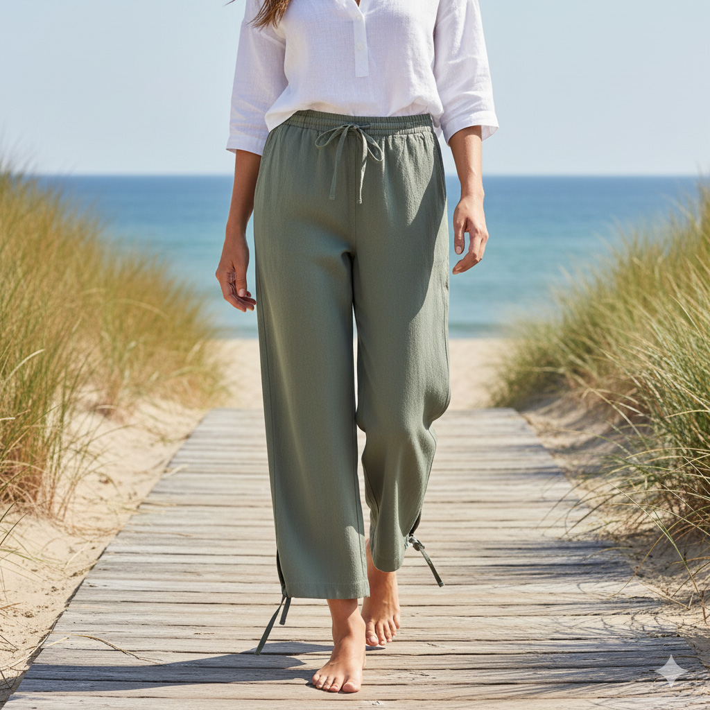 Weibliches Model mit CAMPS BAY Sommerhose in Misty