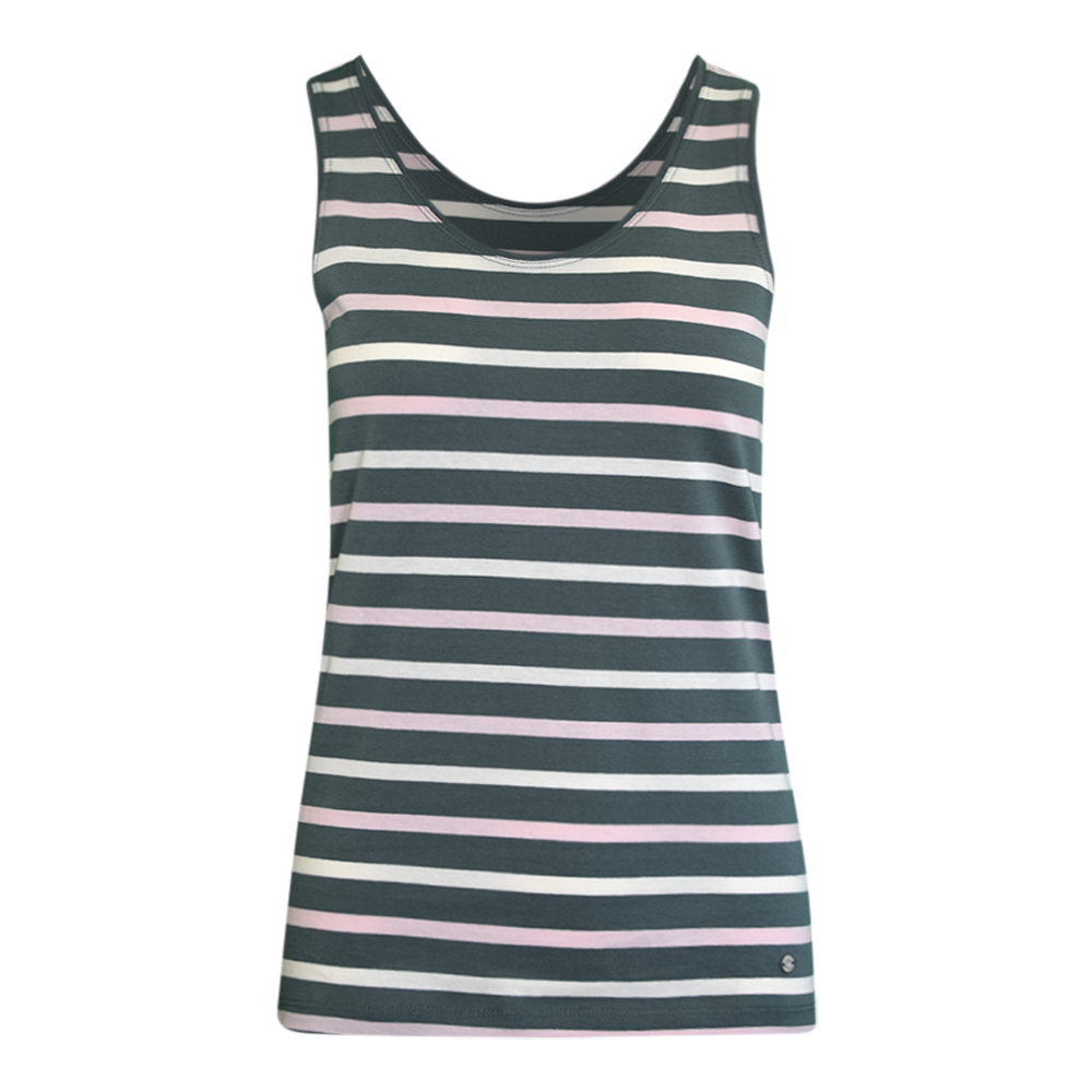 Weibliches Model mit CAMPS BAY Top in Balsam Green-Cradle Pink