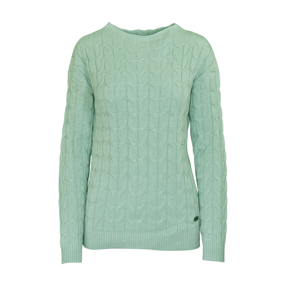 Weibliches Model mit CAMPS BAY Strickpullover in Harbour Grey