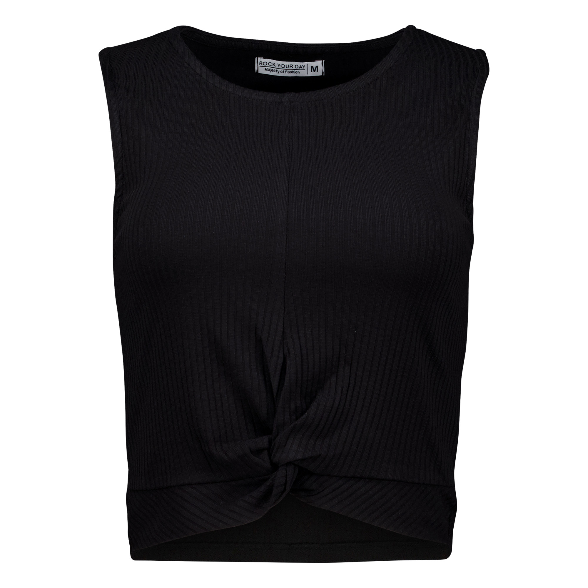 Weibliches Model mit Rock Your Day Top in Schwarz