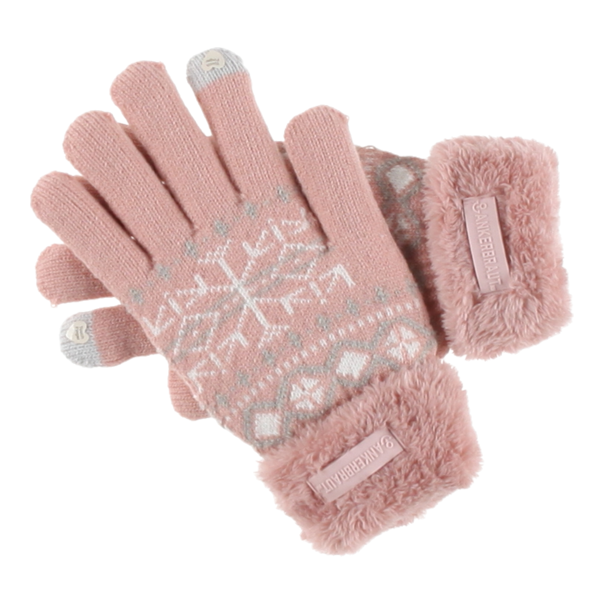 Weibliches Model mit ANKERBRAUT Handschuhe in Rose