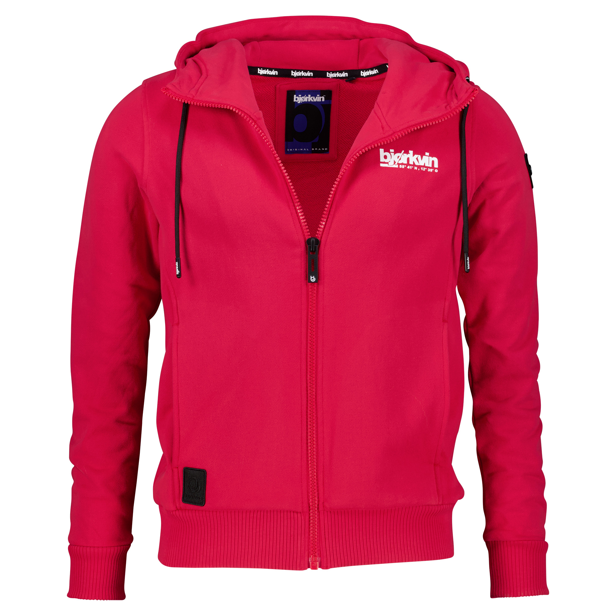 Männliches Model mit Björkvin Sweatjacke in Rot