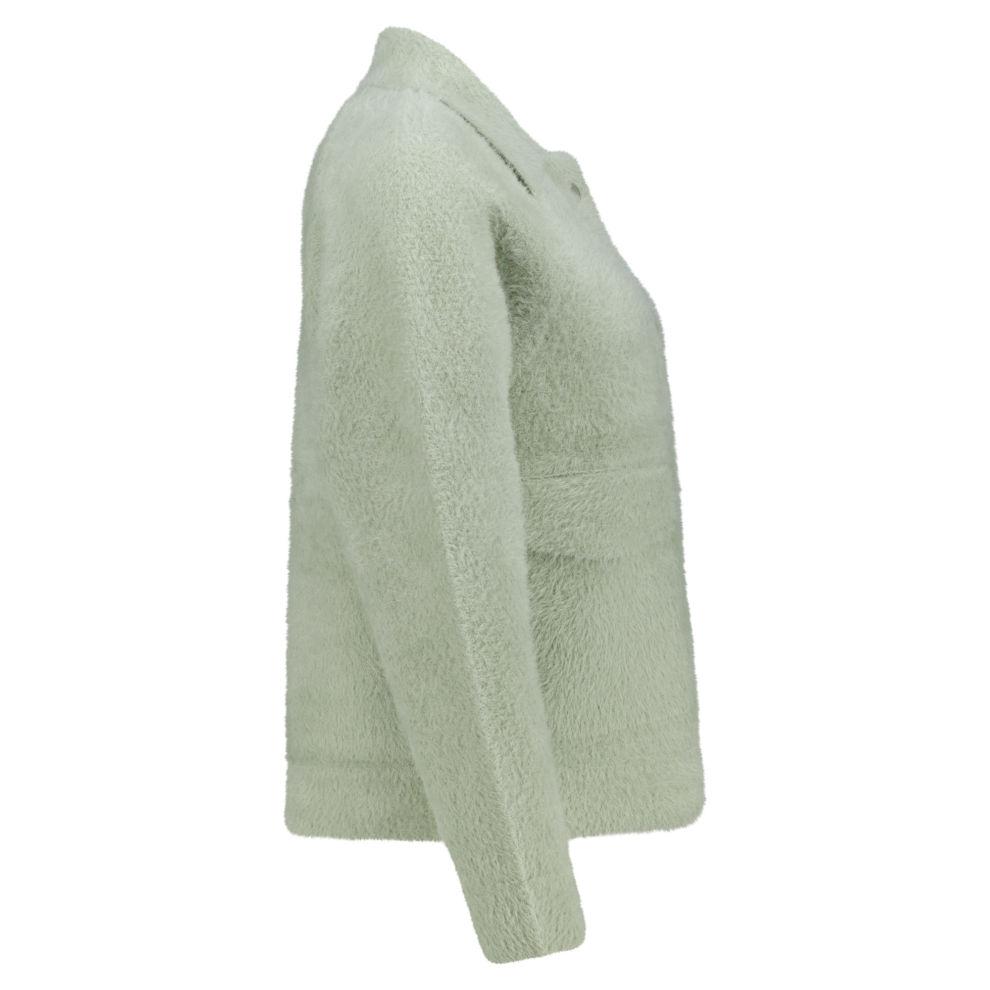 Weibliches Model mit CAMPS BAY Flauschjacke in Abbey Stone