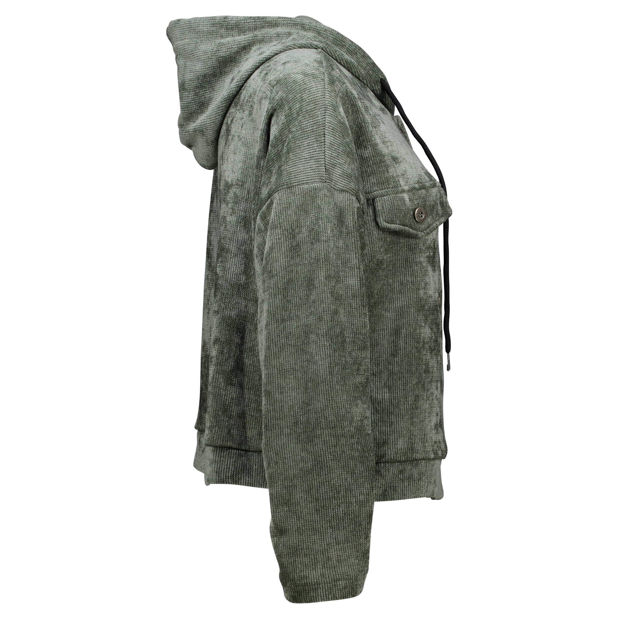 Weibliches Model mit Küstenzauber Jacke in Khaki