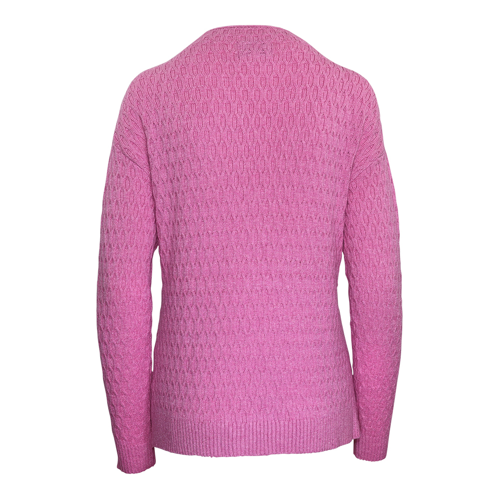Weibliches Model mit CAMPS BAY Strickpullover in Cyclamen Melange
