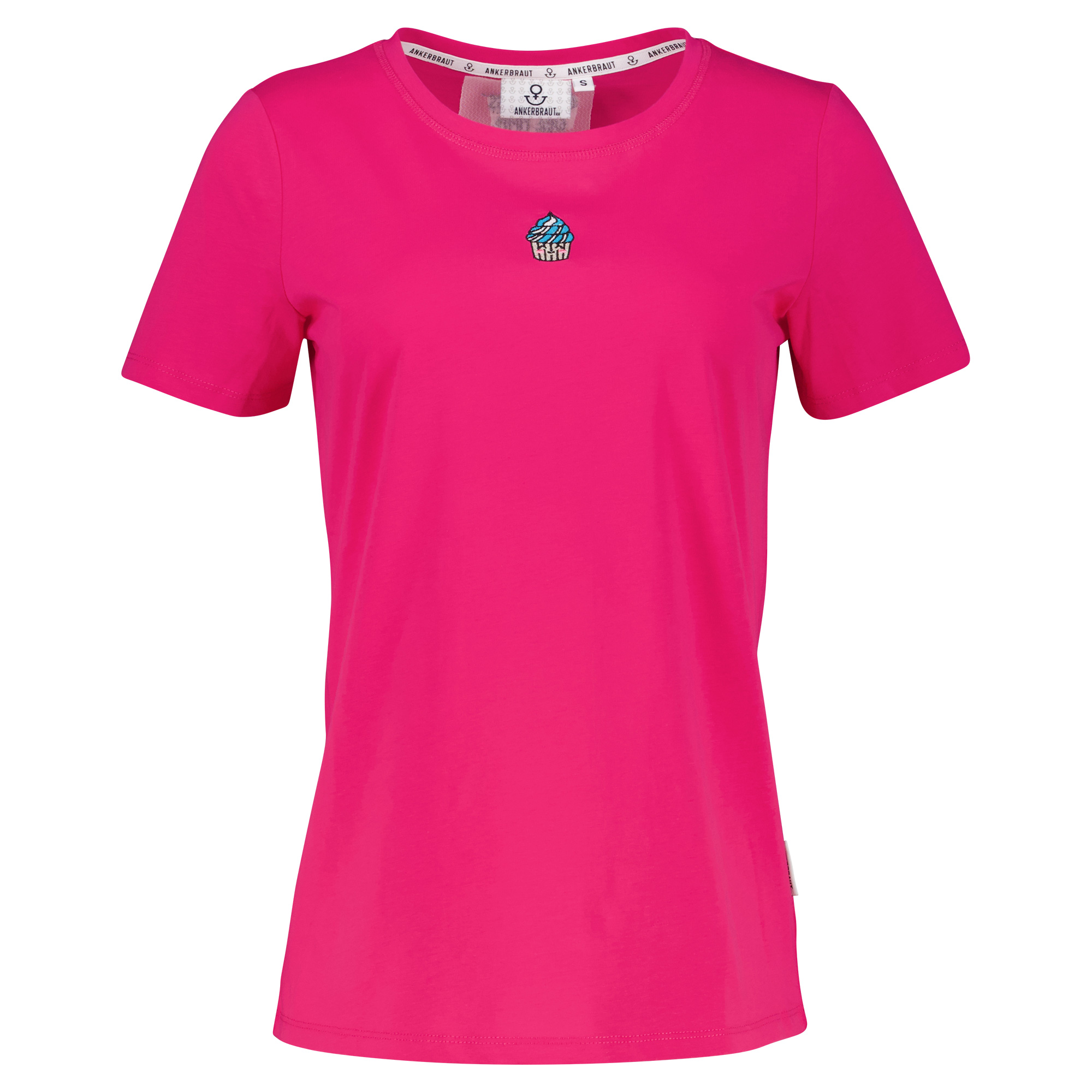 Weibliches Model mit ANKERBRAUT T-Shirt in Bright Rose