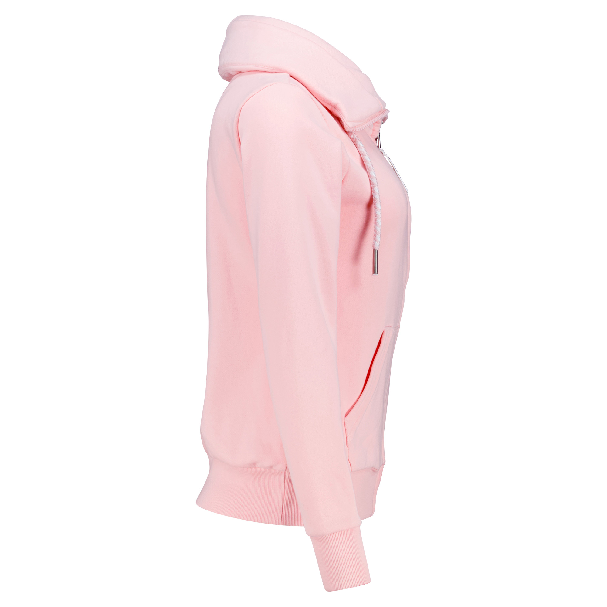 Weibliches Model mit CAMPS BAY Sweatjacke in Rosequartz