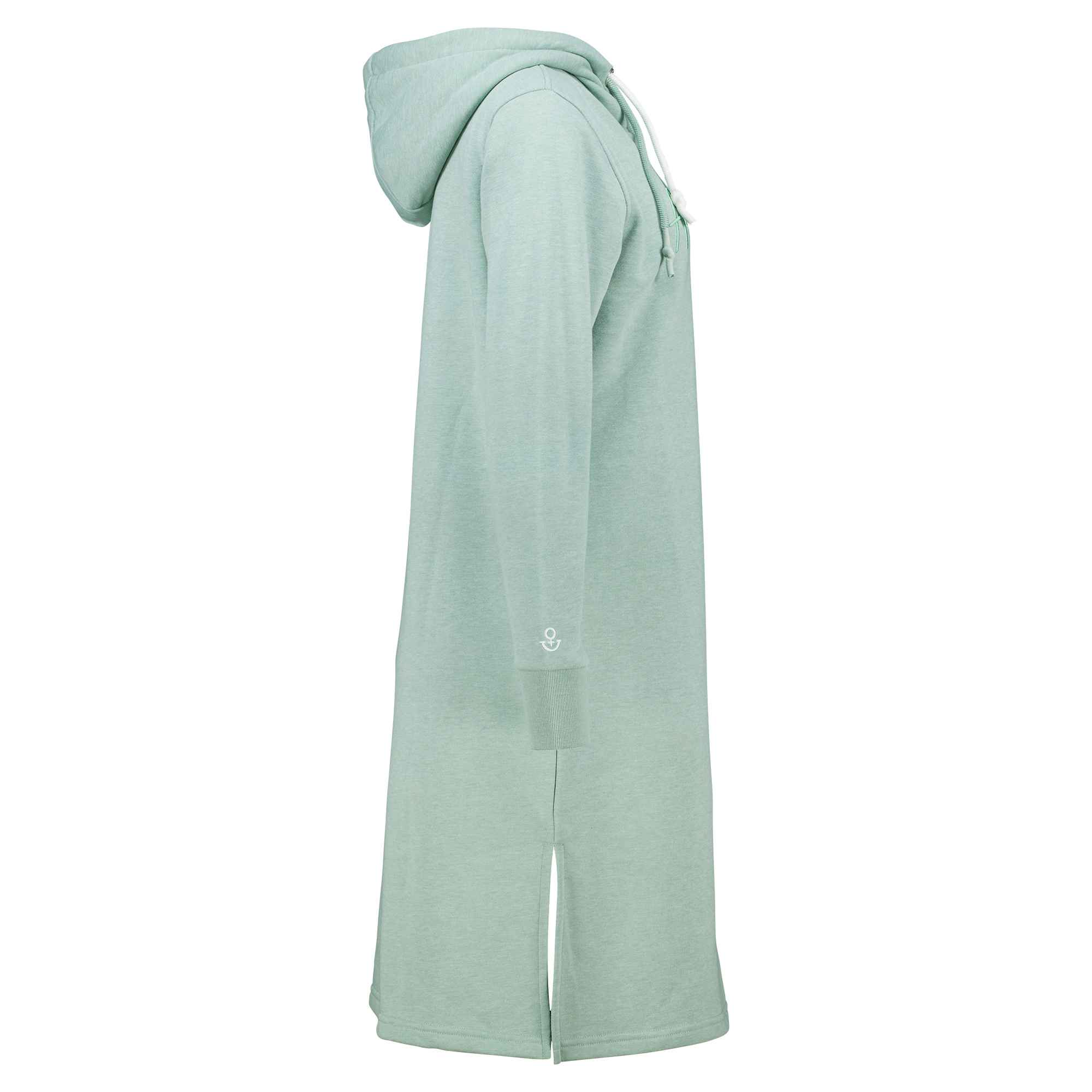 Weibliches Model mit ANKERBRAUT Sweatkleid in Chinois Green