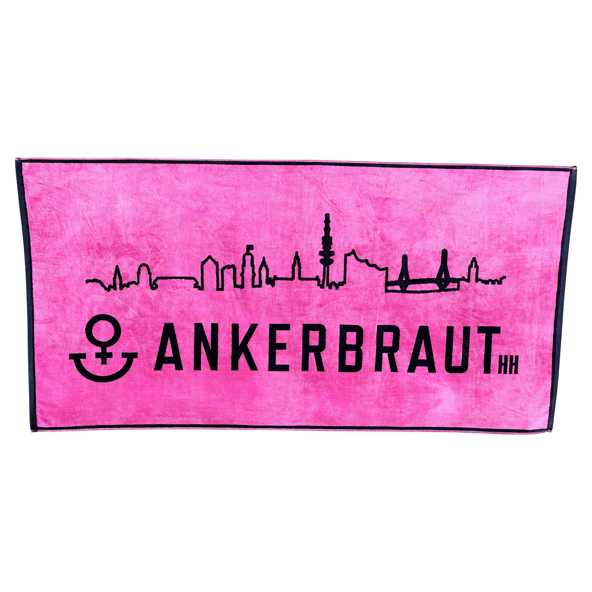 Weibliches Model mit ANKERBRAUT Badelaken 