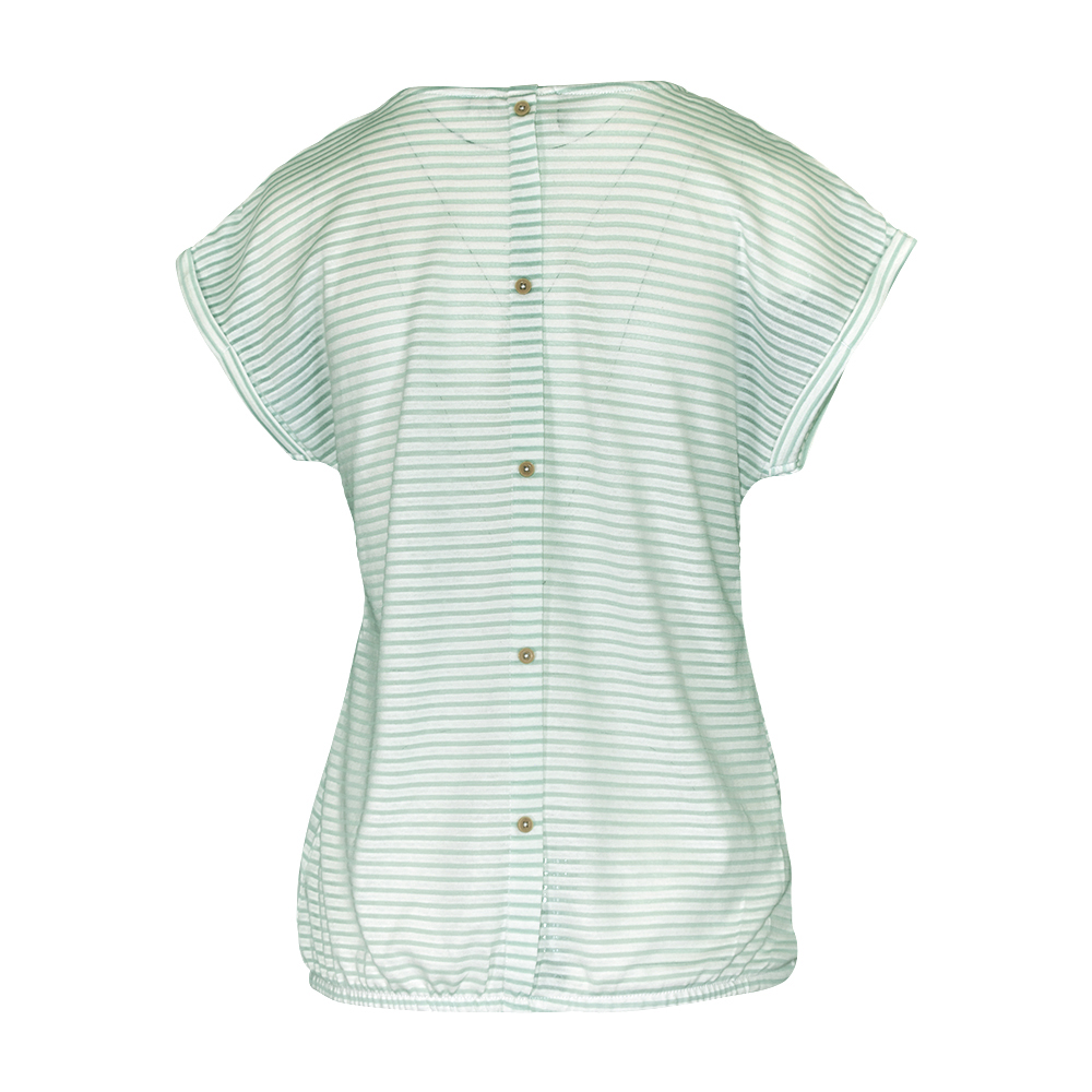 Weibliches Model mit CAMPS BAY Shirt in Mint-Weiß