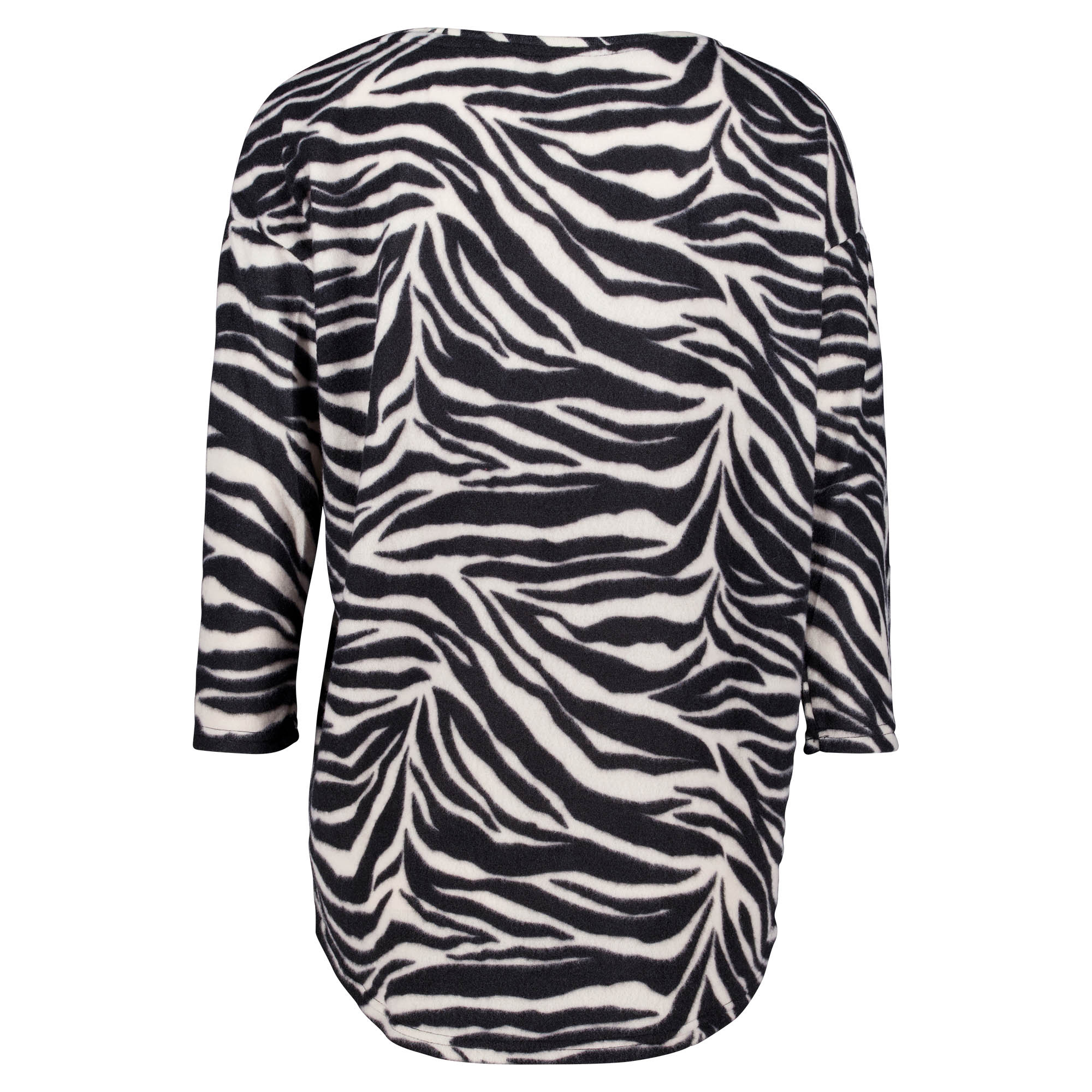 Weibliches Model mit CAMPS BAY Shirt in Beige Zebra