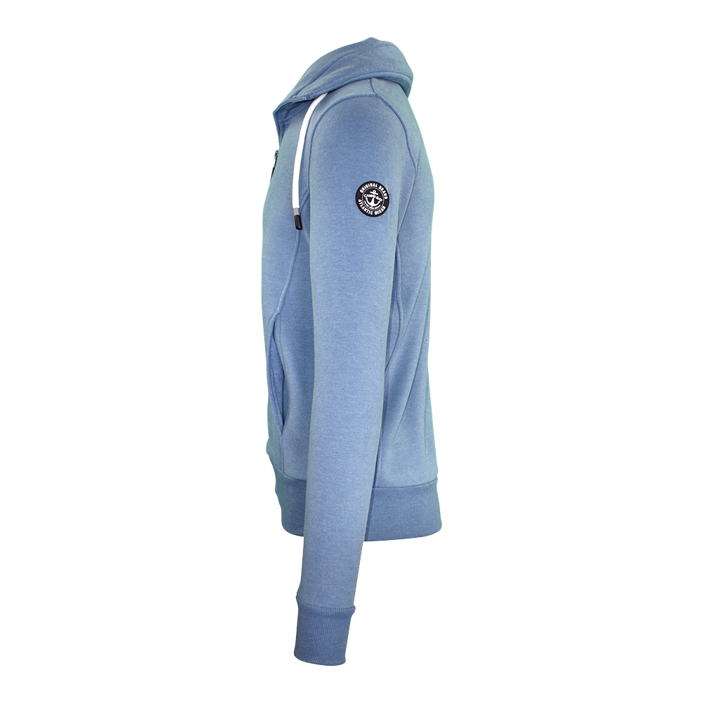 Männliches Model mit CAMPS BAY Sweatjacke in Blue Ashes Melange