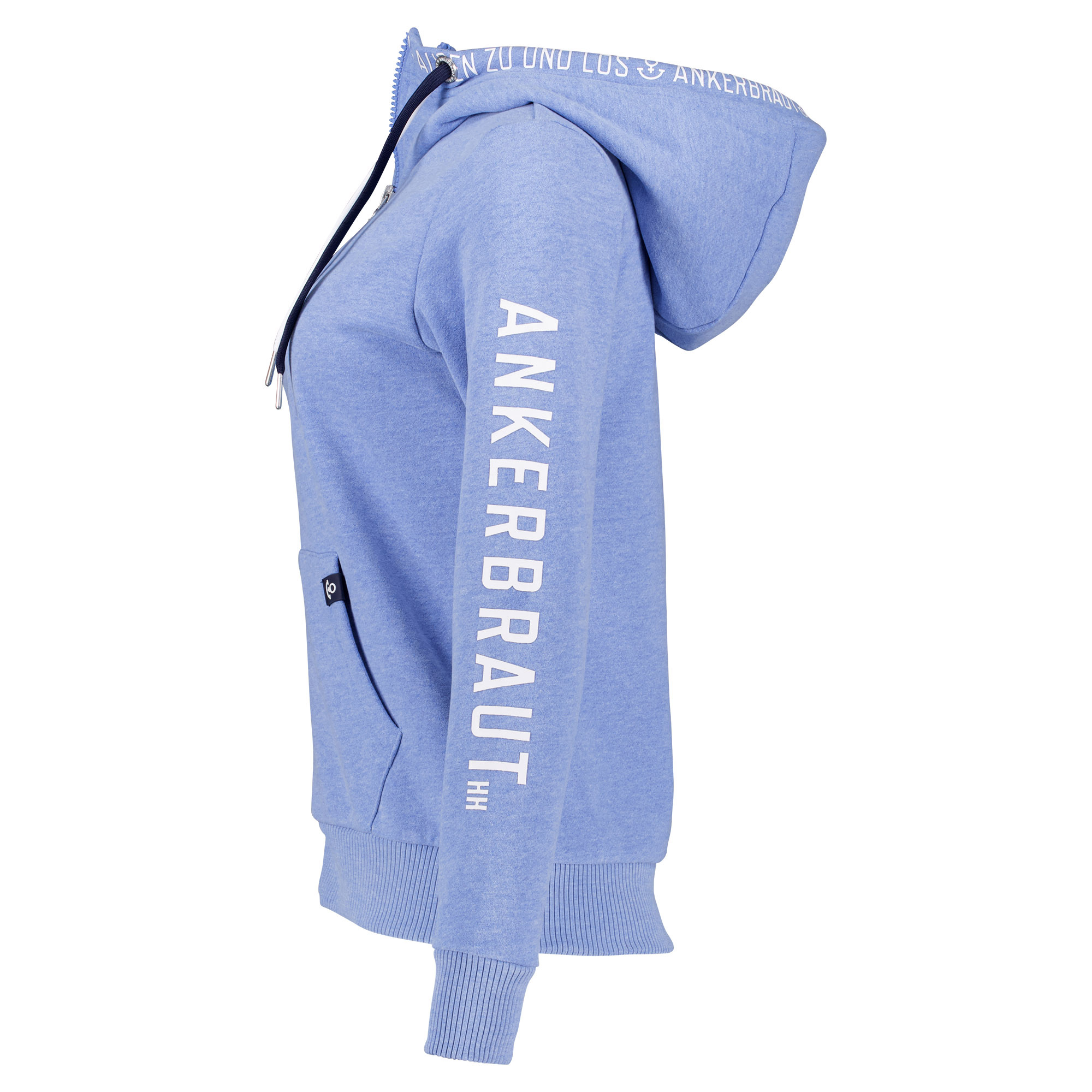 Weibliches Model mit Ankerbraut  Sweatjacke in Provence