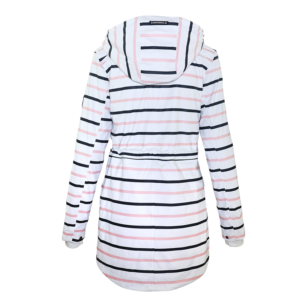 Weibliches Model mit ANKERBRAUT Regenjacke in Bright White