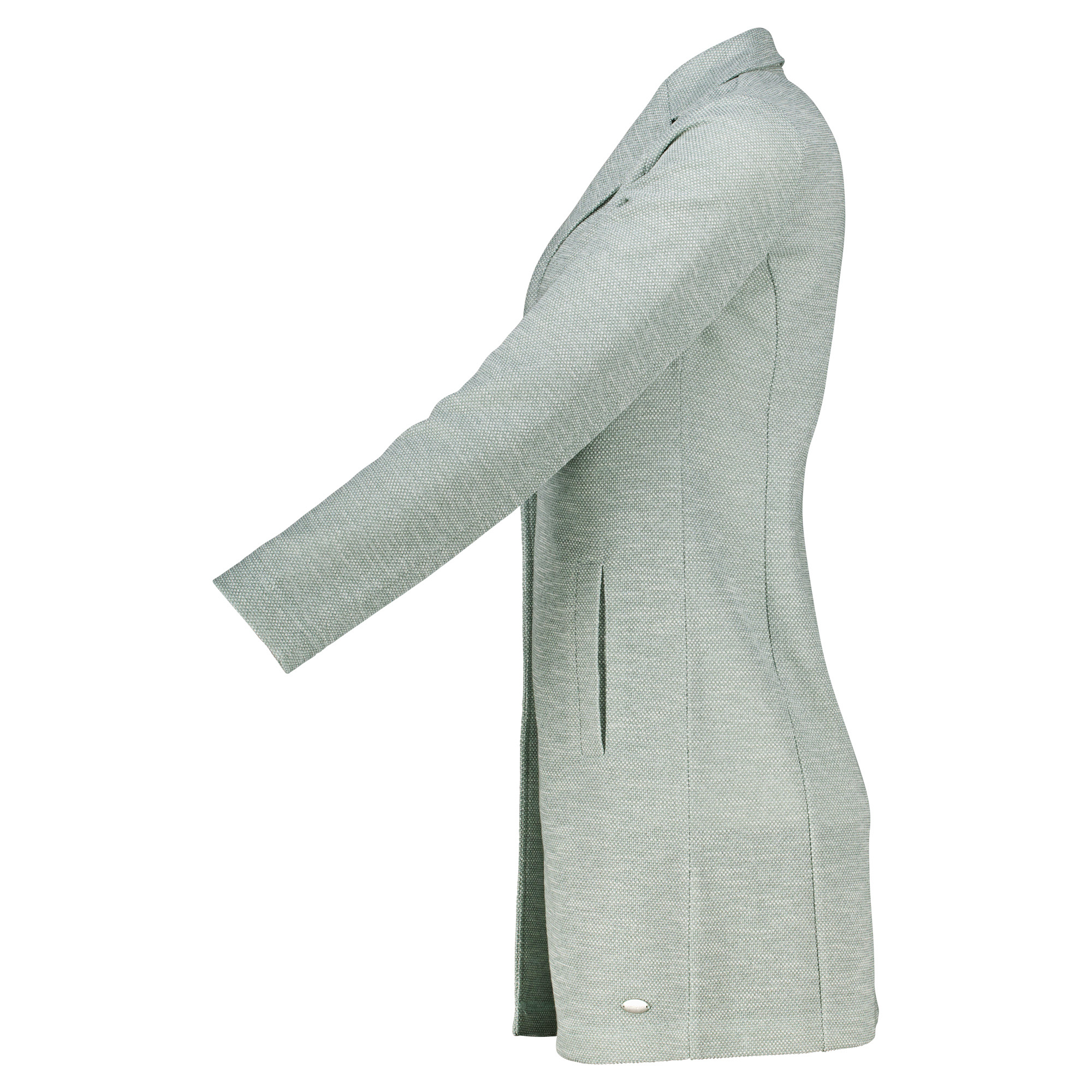 Weibliches Model mit CAMPS BAY Long-Blazer in Smooth Jade