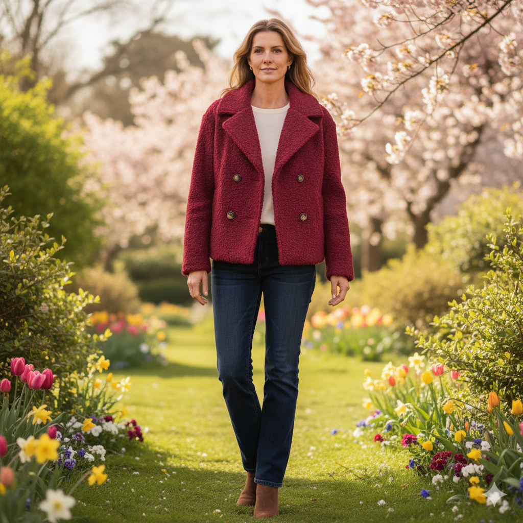 Weibliches Model mit Küstenzauber Teddy-Jacke 
