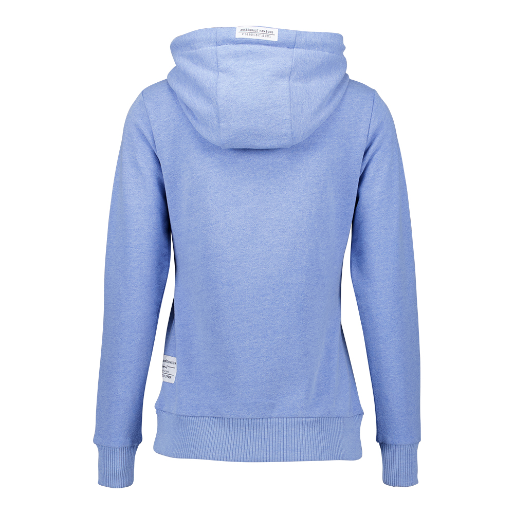 Weibliches Model mit ANKERBRAUT Hoodie in Provence