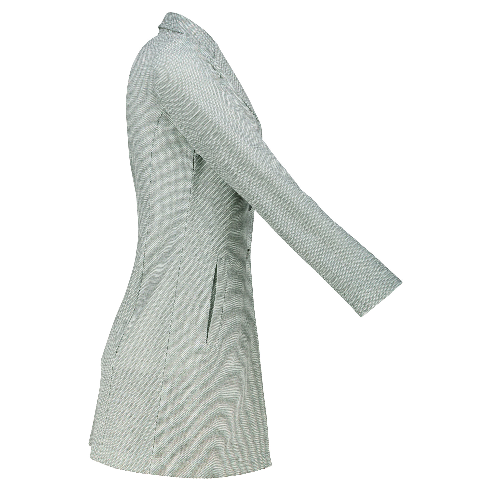 Weibliches Model mit CAMPS BAY Long-Blazer in Smooth Jade