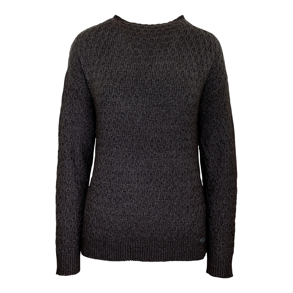 Weibliches Model mit CAMPS BAY Strickpullover in Chocolate Torte Melange