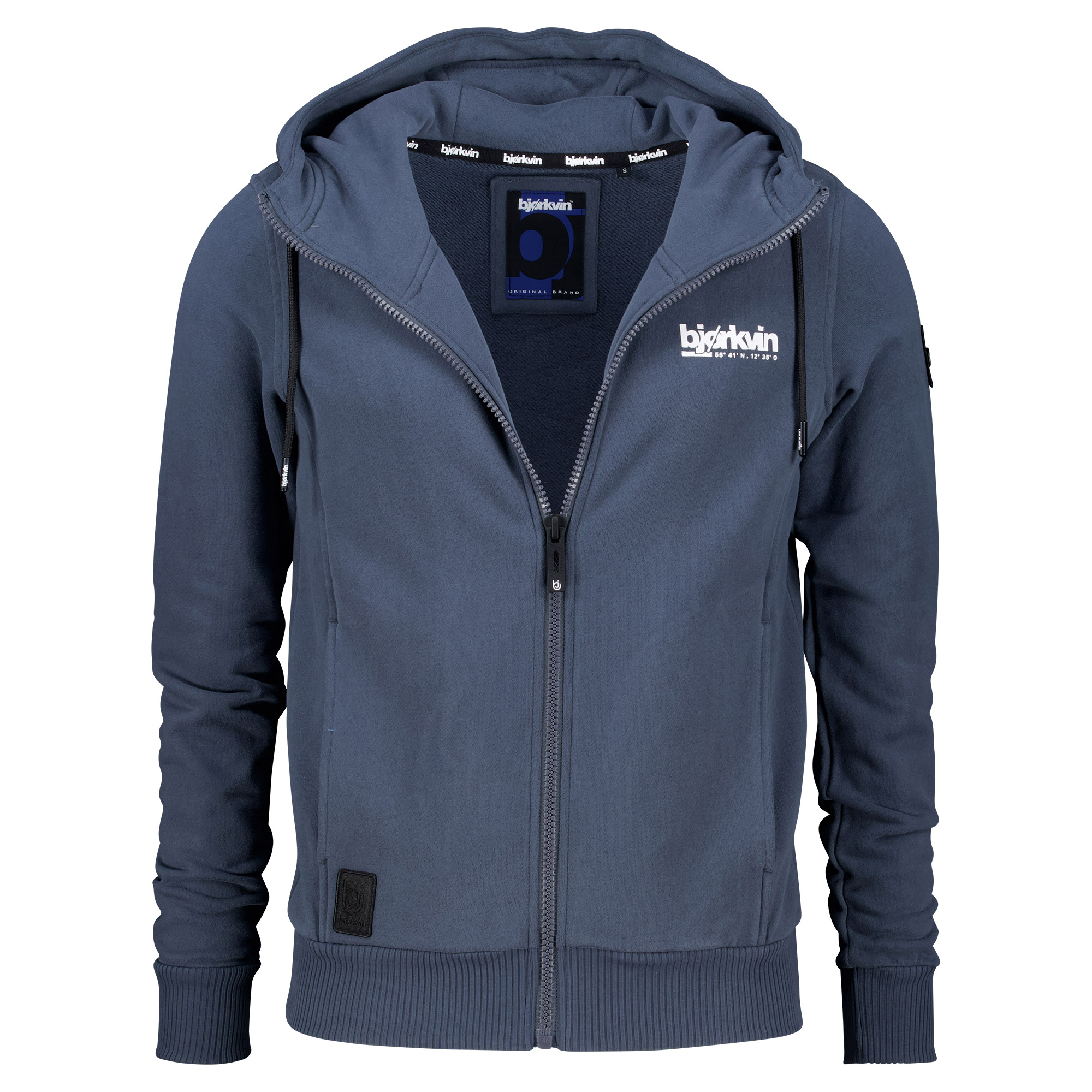 Männliches Model mit Björkvin Sweatjacke in Ombre Blue