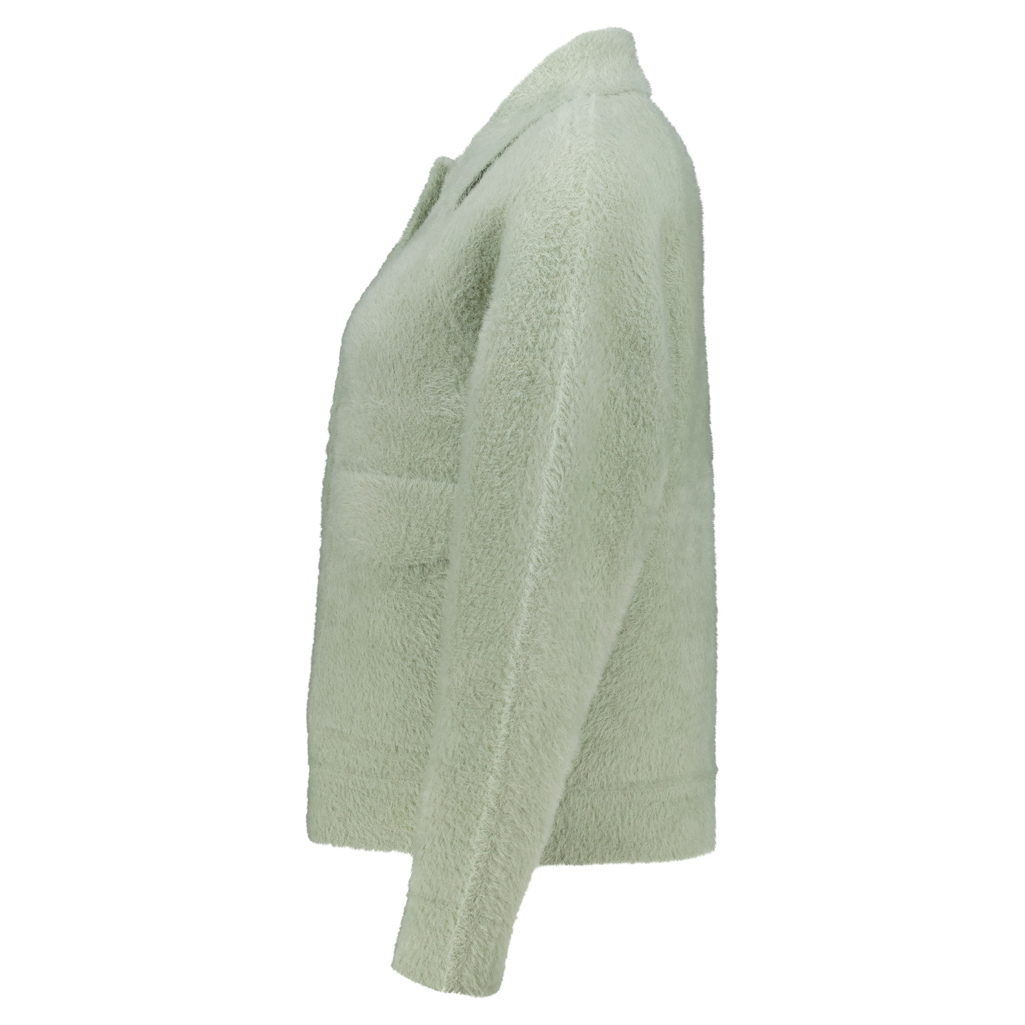 Weibliches Model mit CAMPS BAY Flauschjacke in Abbey Stone