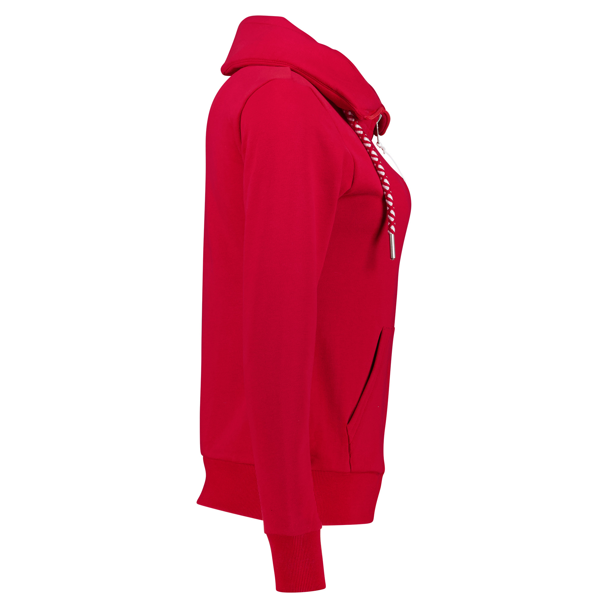 Weibliches Model mit CAMPS BAY Sweatjacke in Savvy Red
