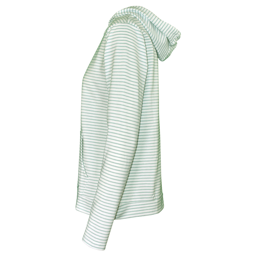 Weibliches Model mit CAMPS BAY Hoodie in Mint-Weiss
