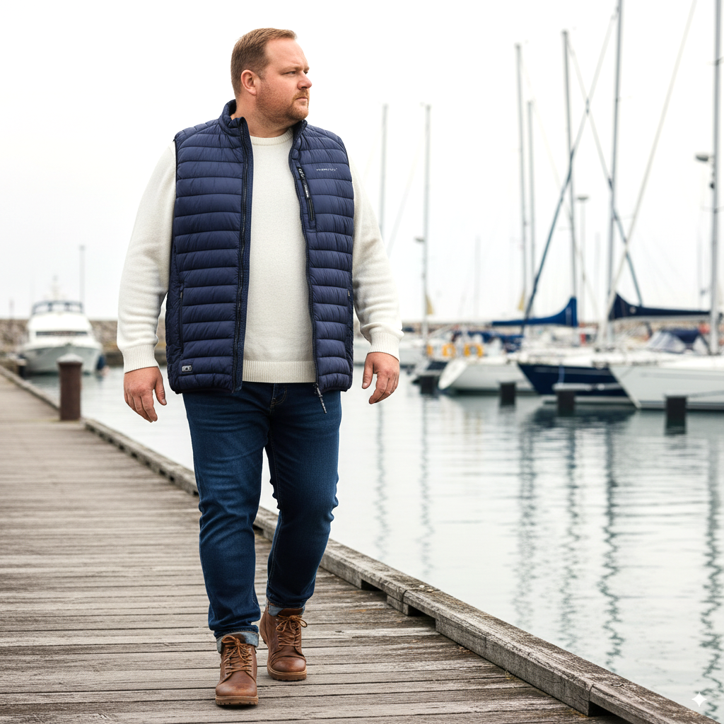 Männliches Model mit CAMPS BAY Weste in Navy