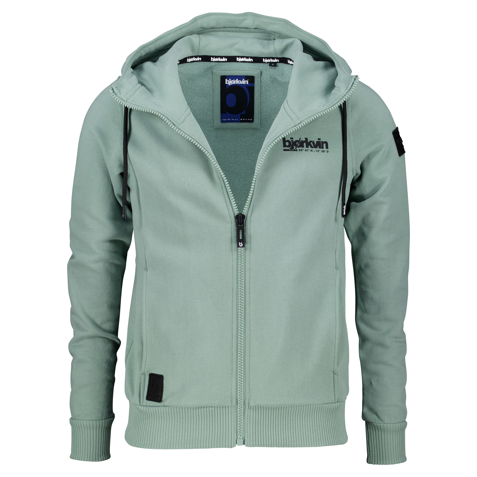 Männliches Model mit Björkvin Sweatjacke in Chinois Green
