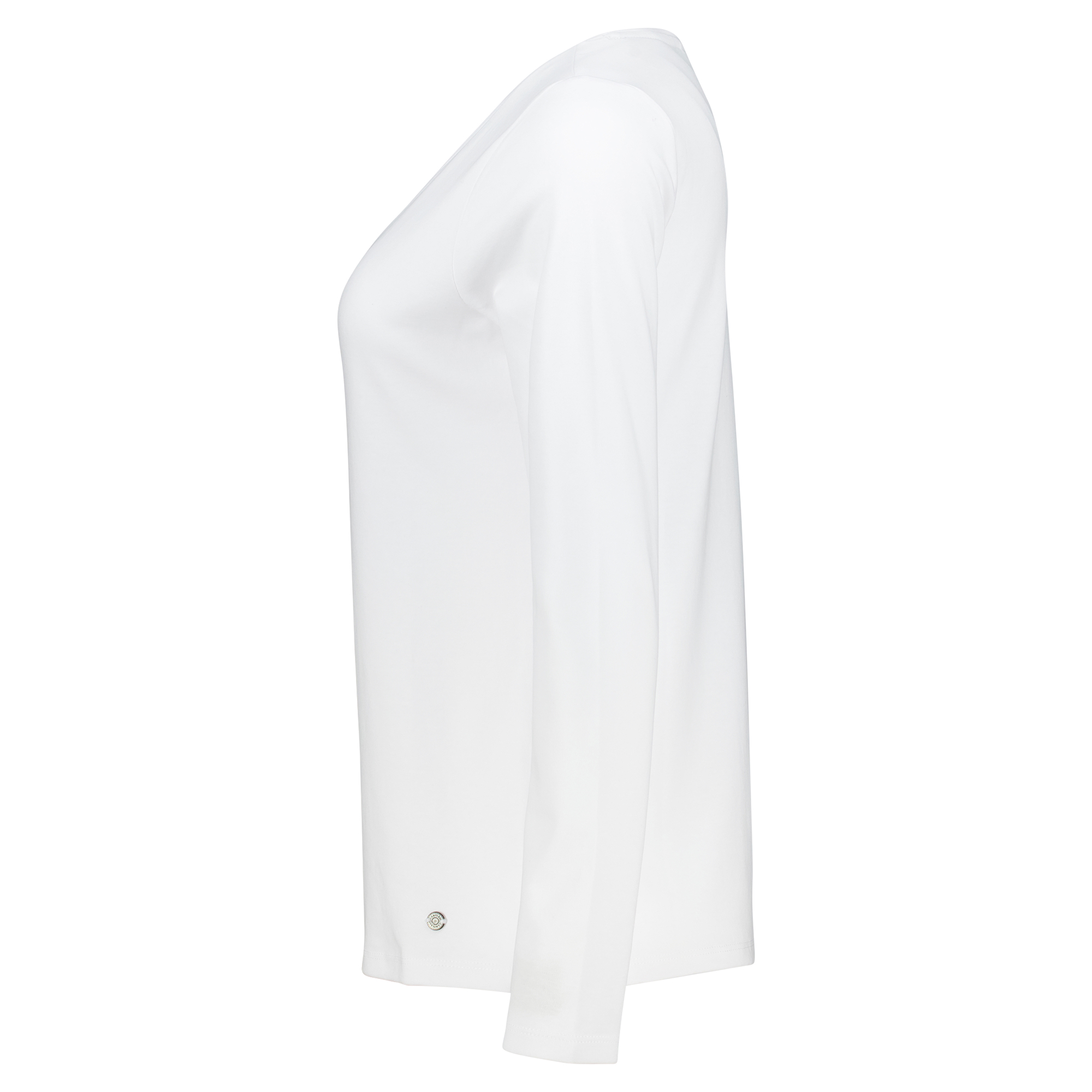 Weibliches Model mit CAMPS BAY Langarmshirt in Weiß