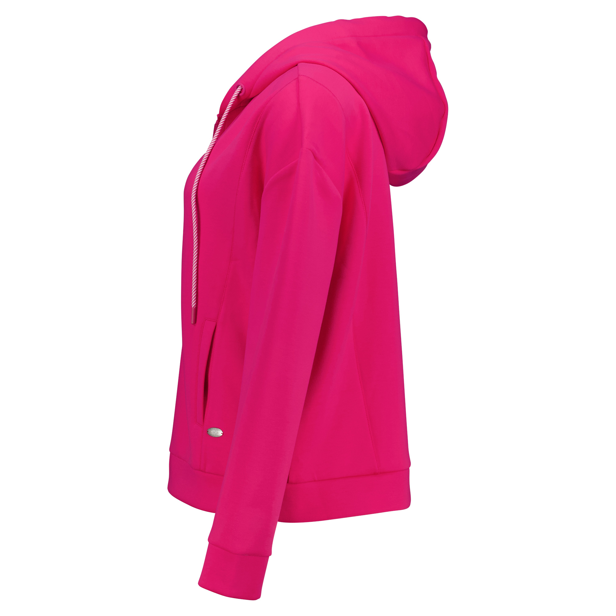 Weibliches Model mit CAMPS BAY Sweatjacke in Summer-Pink