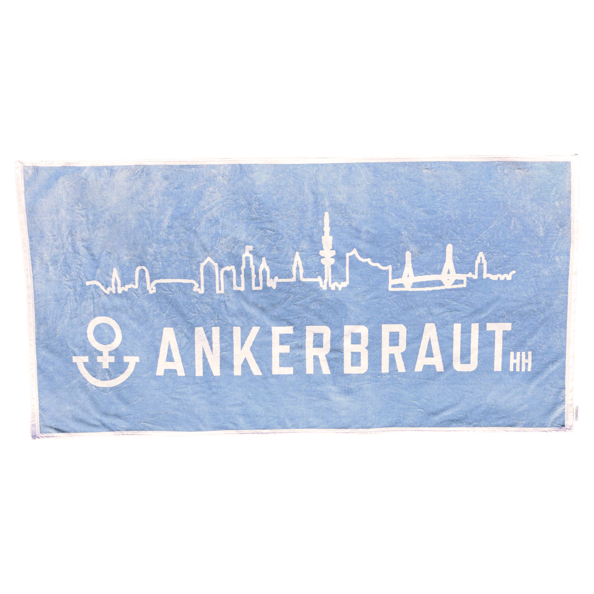 Weibliches Model mit ANKERBRAUT Badelaken in Dove