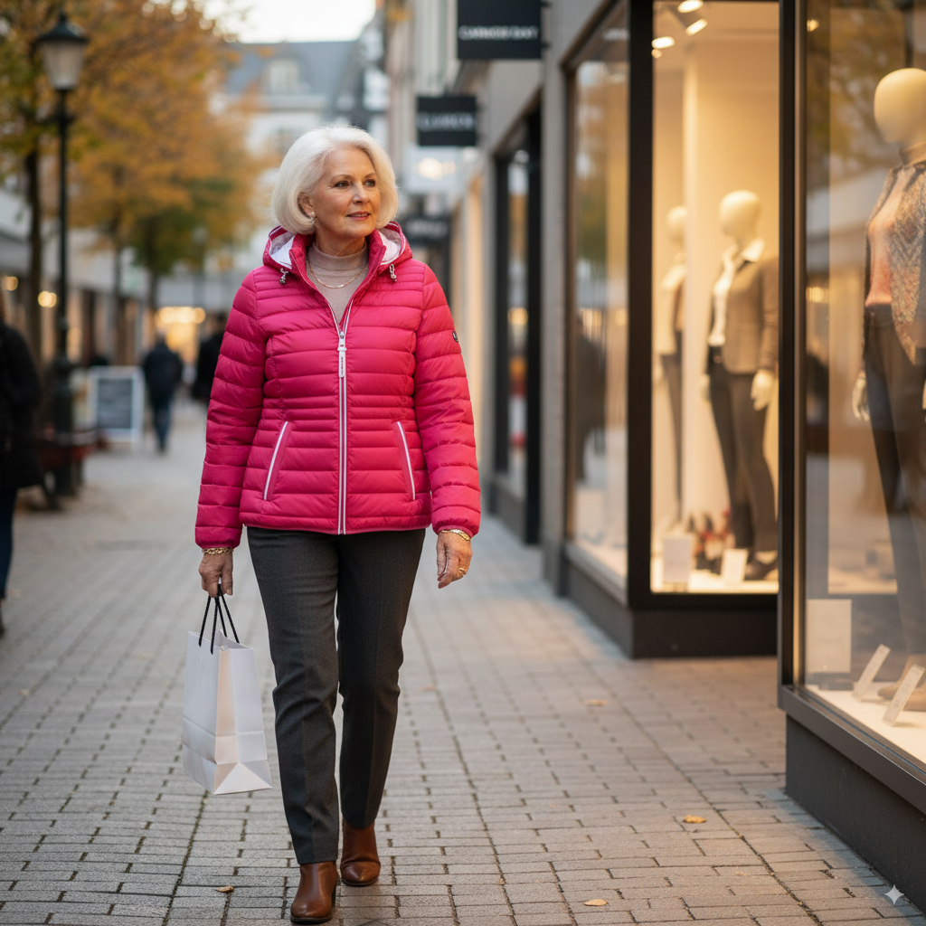 Weibliches Model mit CAMPS BAY Steppjacke in Bright Rose