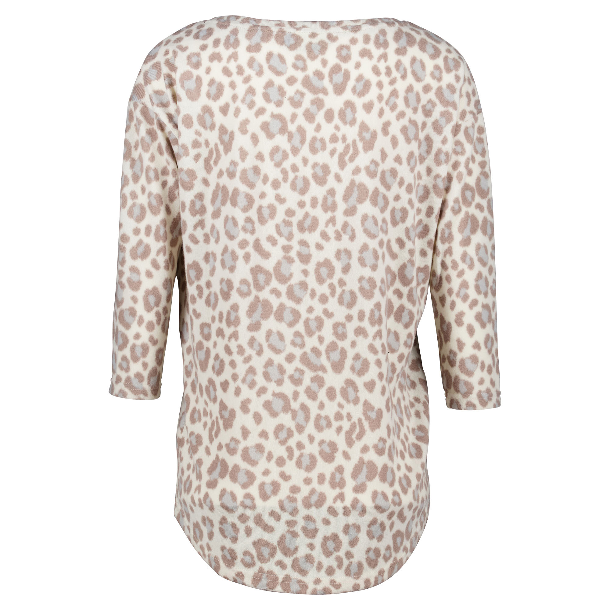 Weibliches Model mit CAMPS BAY Shirt in Beige Leo